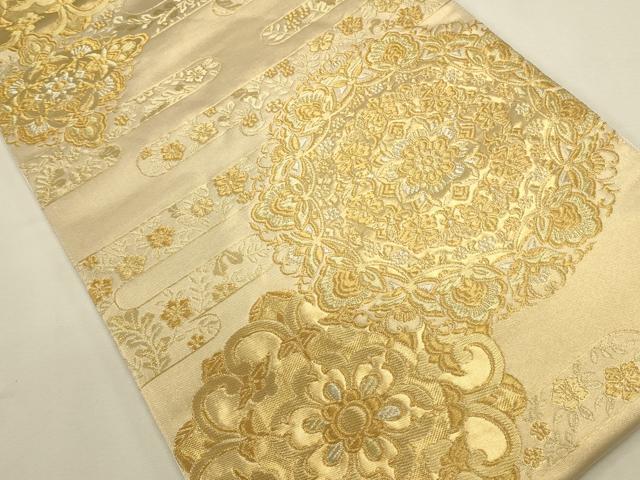平和屋本店▼六通柄袋帯　正倉院花文　純金箔　正絹　逸品　DABK2617op