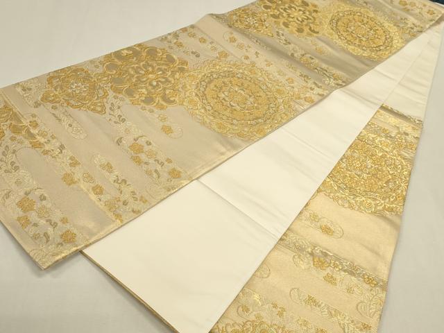平和屋本店▼六通柄袋帯　正倉院花文　純金箔　正絹　逸品　DABK2617op