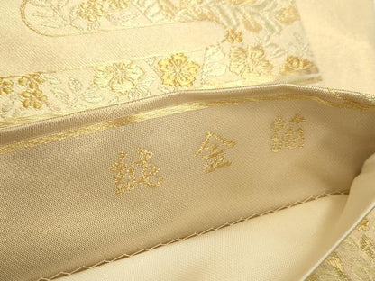 平和屋本店▼六通柄袋帯　正倉院花文　純金箔　正絹　逸品　DABK2617op