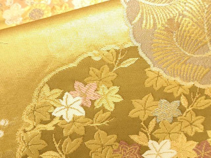 平和屋本店▼六通柄袋帯　墨流し雪輪紋　本金箔　正絹　逸品　DABK2619op