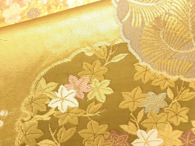 平和屋本店▼六通柄袋帯　墨流し雪輪紋　本金箔　正絹　逸品　DABK2619op