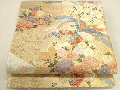 平和屋本店▼西陣　六通柄袋帯　唐織　鳳凰流水花文　珀鳳錦　本金貮重箔　正絹　逸品　DABK2620op