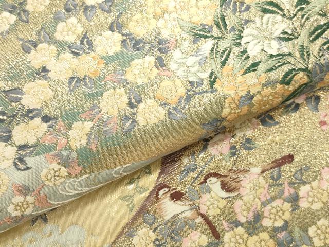 平和屋本店▼六通柄袋帯　唐織　遠山花暦　九百錦本金箔　正絹　逸品　DABK2631op
