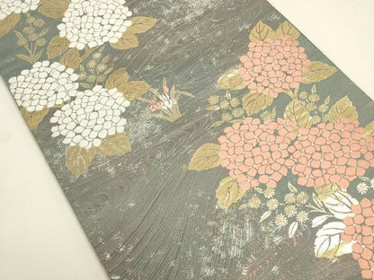 平和屋本店▼六通柄袋帯　流水取紫陽花　本金箔24K　正絹　逸品　DABK2632op