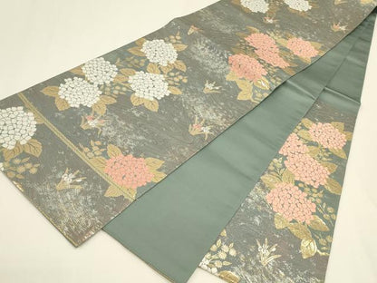 平和屋本店▼六通柄袋帯　流水取紫陽花　本金箔24K　正絹　逸品　DABK2632op