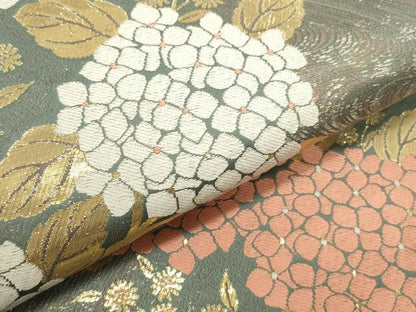 平和屋本店▼六通柄袋帯　流水取紫陽花　本金箔24K　正絹　逸品　DABK2632op
