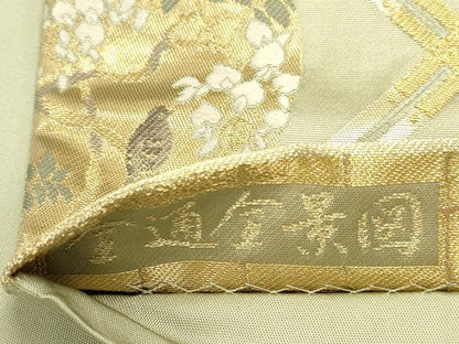 平和屋本店▼全通全景柄袋帯　唐織　傘松閣天井絵　永平寺　本金箔二重箔織　反端・証明書付き　正絹　逸品　DABK2638op