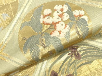 平和屋本店▼全通全景柄袋帯　唐織　傘松閣天井絵　永平寺　本金箔二重箔織　反端・証明書付き　正絹　逸品　DABK2638op