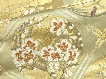 平和屋本店▼全通全景柄袋帯　唐織　傘松閣天井絵　永平寺　本金箔二重箔織　反端・証明書付き　正絹　逸品　DABK2638op