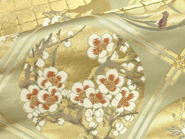 平和屋本店▼全通全景柄袋帯　唐織　傘松閣天井絵　永平寺　本金箔二重箔織　反端・証明書付き　正絹　逸品　DABK2638op