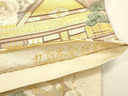 平和屋本店▼六通柄袋帯　唐織　流水古都之旅　九百本金弐重織　正絹　逸品　DABK2641op