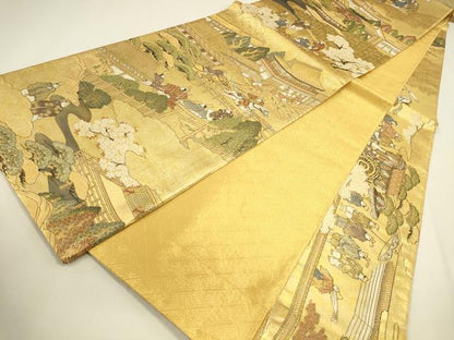 平和屋本店▼佐賀錦　全通全景柄袋帯　都祭礼図　本金二重箔　正絹　逸品　未使用　DABK2644op