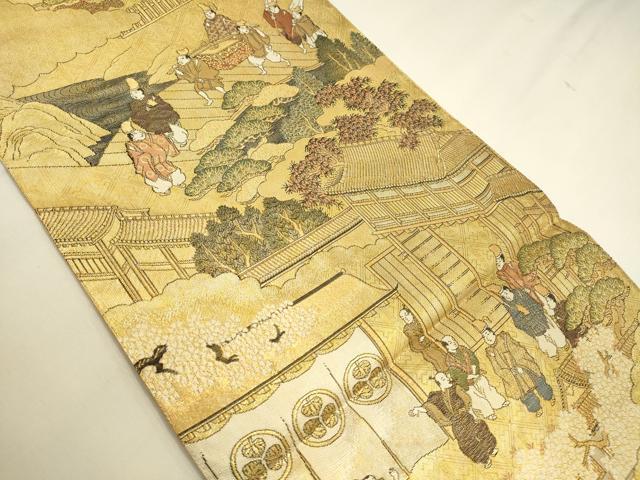平和屋本店▼佐賀錦　全通全景柄袋帯　都祭礼図　本金二重箔　正絹　逸品　未使用　DABK2644op