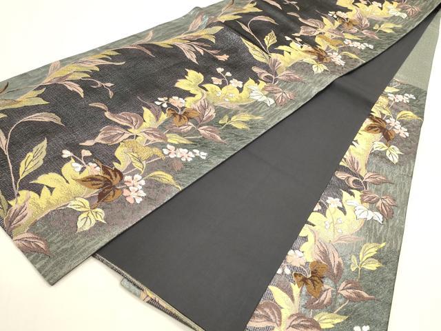平和屋本店▼六通柄袋帯　草花文　純金箔　やまと誂製　正絹　逸品　DABK2650op