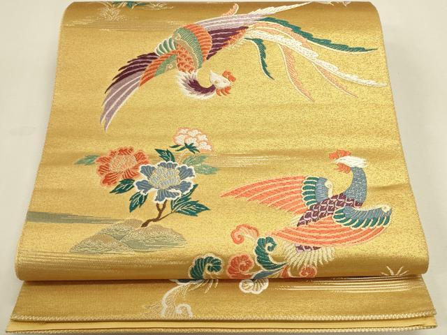 平和屋本店▼六通柄袋帯　唐織　鳳凰花文　九百錦　本金　摺箔二重織　正絹　逸品　DABK2655op