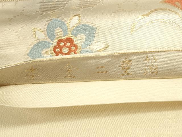 平和屋本店▼六通柄袋帯　唐織　更紗花文　本金二重箔　引箔　正絹　逸品　DABK2656op