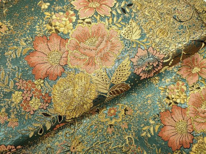 平和屋本店▼六通柄袋帯　貴寶はく　草花　本金箔二重　正絹　逸品　DABK2657op