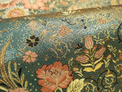平和屋本店▼六通柄袋帯　貴寶はく　草花　本金箔二重　正絹　逸品　DABK2657op