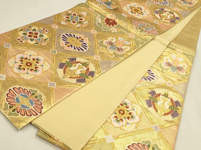 平和屋本店▼六通柄袋帯　唐織　吉祥格天井　本金箔　正絹　逸品　DABK2658op
