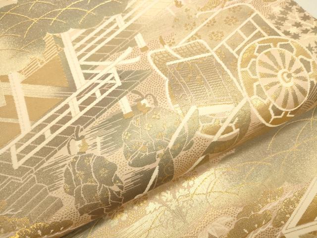 平和屋本店▼六通柄袋帯　彩華御所解文　24K箔　引箔　二重織　正絹　逸品　DABK2665op
