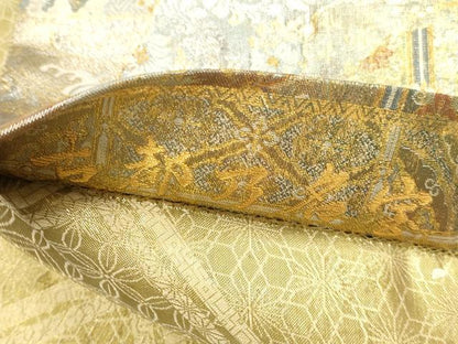 平和屋本店▼極上　西陣あさぎ　全通全景柄袋帯　古都乃名宝　24金プラチナ二重箔　正絹　逸品　DABK2670op