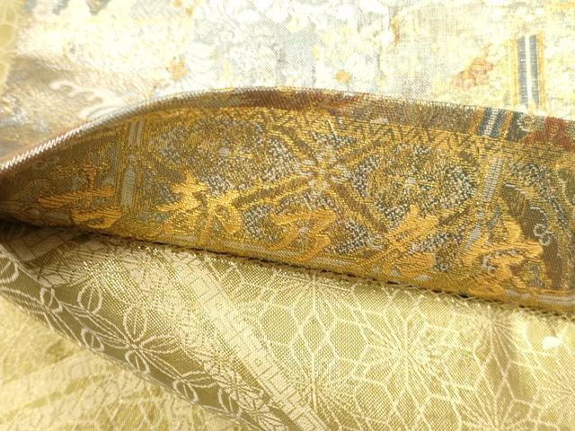 平和屋本店▼極上　西陣あさぎ　全通全景柄袋帯　古都乃名宝　24金プラチナ二重箔　正絹　逸品　DABK2670op