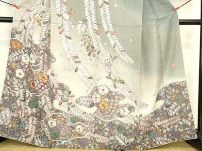 平和屋着物●訪問着　作家物　絞り　辻が花　金通し地　正絹　逸品　DABK2671op