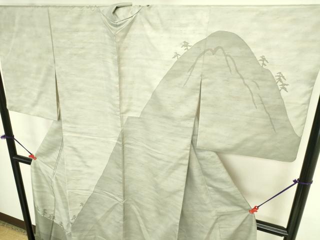 平和屋着物●石川県指定無形文化財　牛首紬　白山工房　手織り　訪問着　風景文　暈し染め　正絹　逸品　DABK2672op
