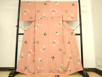 平和屋着物●上質な小紋　源氏香花文　金彩　鬼しぼ縮緬　正絹　逸品　未使用　DABK2678op