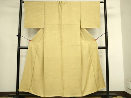 平和屋着物●上質な色無地　風景地紋　花葉色　正絹　逸品　DABK2687op