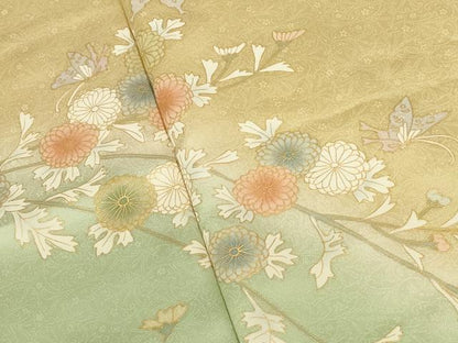 平和屋着物●訪問着　舞蝶花文　暈し染め　金彩　鈴乃屋扱い　正絹　逸品　DABK2693op