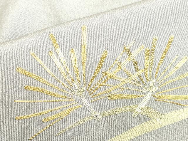 平和屋着物●訪問着　作家物　駒刺繍　総刺繍　枝松葉文　正絹　逸品　DABK2694op