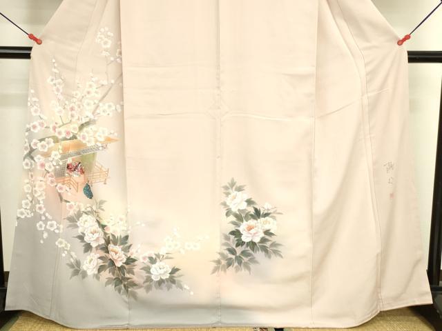 平和屋着物●訪問着　作家物　手描き　人物風景花文　暈し染め　金彩　正絹　逸品　DABK2695op