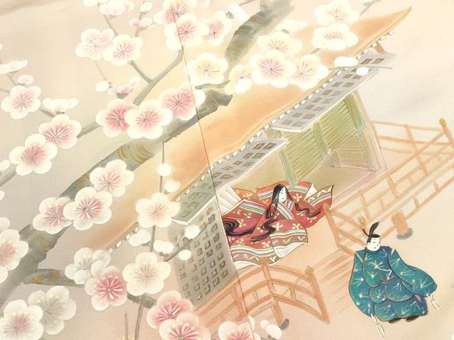 平和屋着物●訪問着　作家物　手描き　人物風景花文　暈し染め　金彩　正絹　逸品　DABK2695op