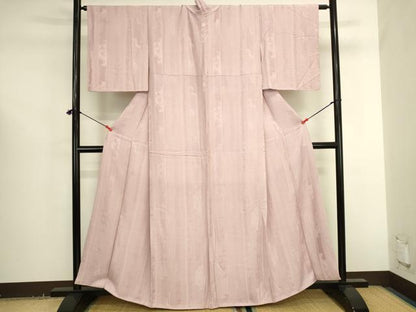 平和屋着物●上質な色無地　草花間道地紋　虹色　正絹　逸品　DABK2696op