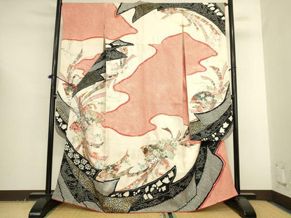 平和屋着物●豪華振袖　絞り　花熨斗文　金彩　正絹　逸品　DABK2705op