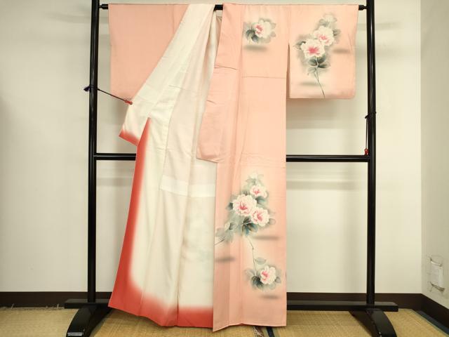 平和屋着物●訪問着　牡丹　暈し染め　正絹　逸品　DABK2711op