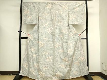 平和屋着物●本場大島紬　白大島　9マルキ　切嵌花文　正絹　逸品　未使用　DABK2713op