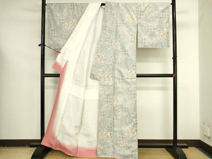 平和屋着物●本場大島紬　白大島　9マルキ　切嵌花文　正絹　逸品　未使用　DABK2713op