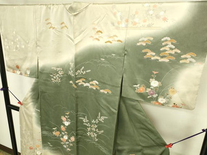 平和屋着物●訪問着　草花　暈し染め　金彩　正絹　逸品　DABK2714op