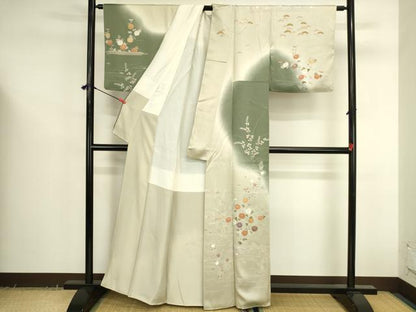 平和屋着物●訪問着　草花　暈し染め　金彩　正絹　逸品　DABK2714op