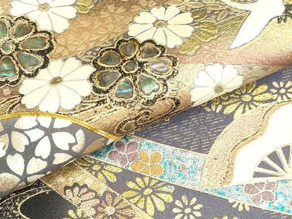 平和屋着物●豪華黒留袖　泰常　螺鈿　駒刺繍　鬘帯飛鳥花文　暈し染め　金彩　正絹　逸品　未使用　DABK2720op