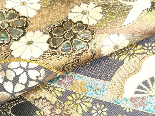 平和屋着物●豪華黒留袖　泰常　螺鈿　駒刺繍　鬘帯飛鳥花文　暈し染め　金彩　正絹　逸品　未使用　DABK2720op