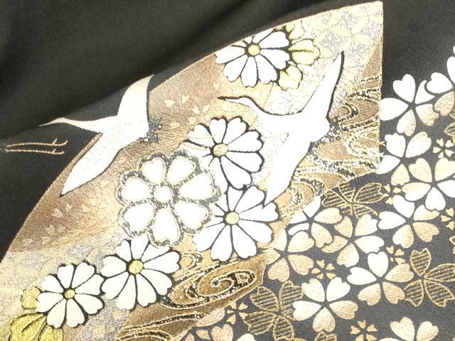 平和屋着物●豪華黒留袖　泰常　螺鈿　駒刺繍　鬘帯飛鳥花文　暈し染め　金彩　正絹　逸品　未使用　DABK2720op