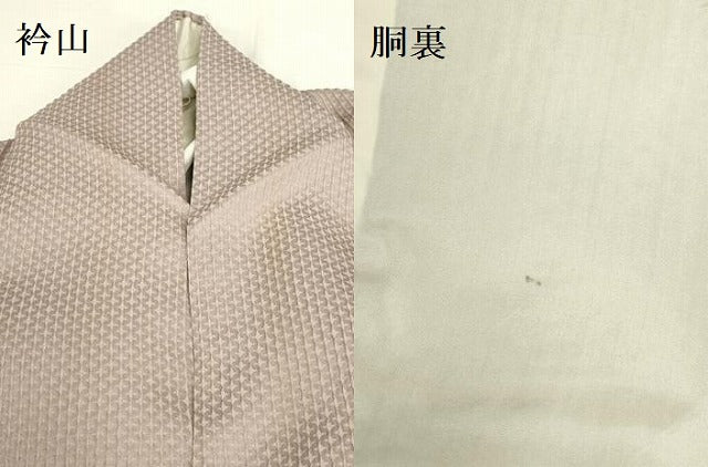 平和屋着物●上質な色無地　抽象地紋　薄柿色　正絹　逸品　DABK2726op