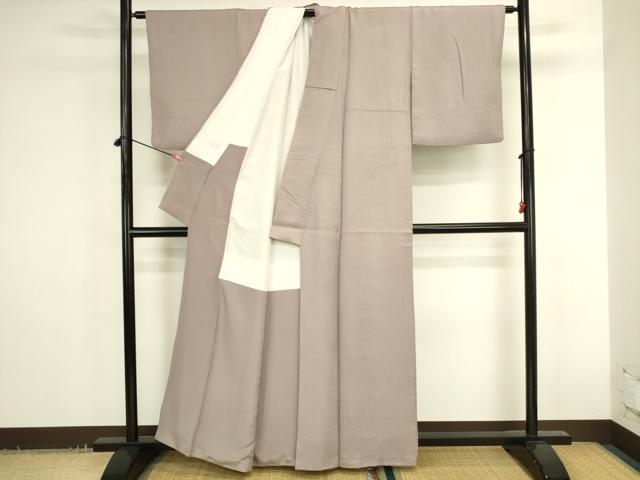 平和屋着物●上質な色無地　抽象地紋　薄柿色　正絹　逸品　DABK2726op