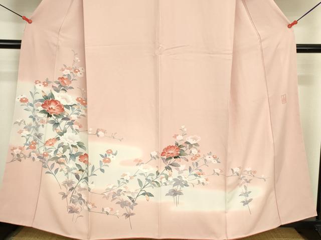 平和屋着物●訪問着　友禅　作家物　草花　暈し染め　正絹　逸品　DABK2730op
