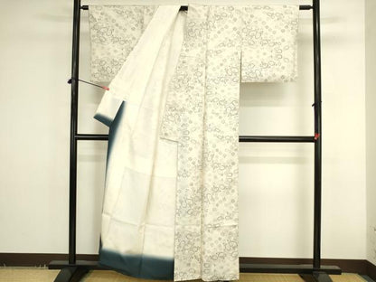 平和屋着物●本場大島紬　白大島　7マルキ　光琳菊　正絹　逸品　DABK2732op