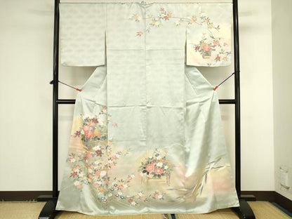 平和屋着物●訪問着　草花　暈し染め　金彩　正絹　逸品　DABK2743op