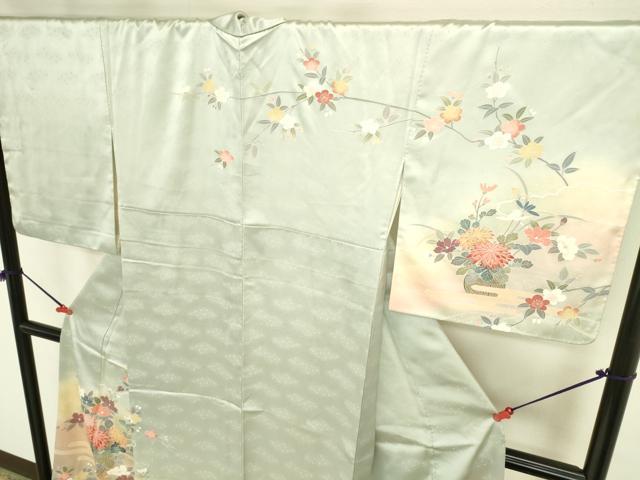 平和屋着物●訪問着　草花　暈し染め　金彩　正絹　逸品　DABK2743op